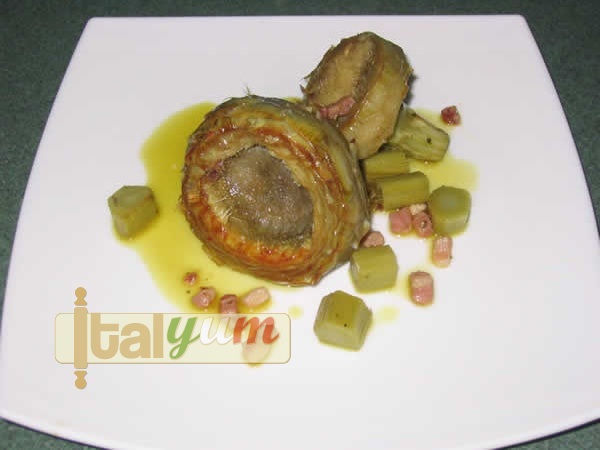 Artichokes with pancetta (Carciofi con pancetta) | Vegetable recipes