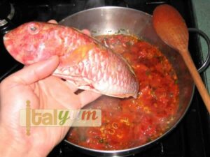 Red mullets in tomato sauce (Triglie alla Livornese) | Seafood recipes