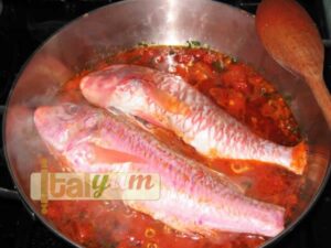 Red mullets in tomato sauce (Triglie alla Livornese) | Seafood recipes