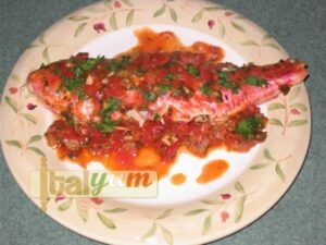 Red mullets in tomato sauce (Triglie alla Livornese) | Seafood recipes